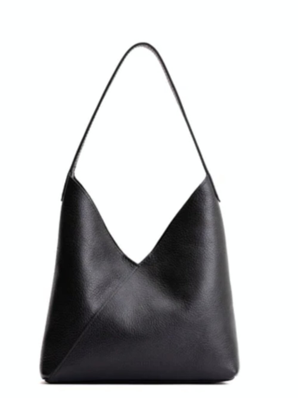 PORTLAND LEATHER Small Naomi Black Pebbled Leather Shoulder Bag
